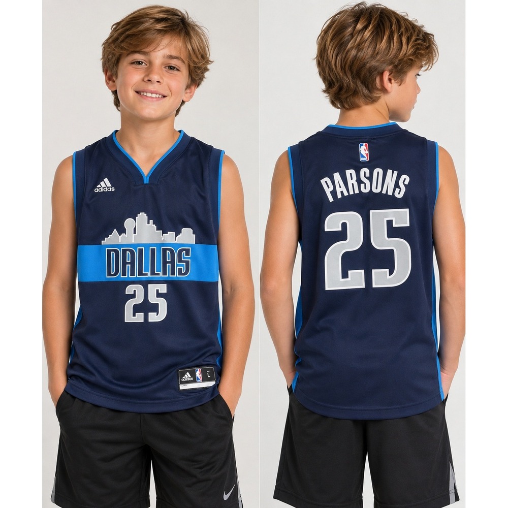 Adidas Dallas Mavericks Chandler Parsons 25 Jersey Kids Large 14-16 Navy Blue